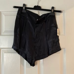 Black satin shorts
